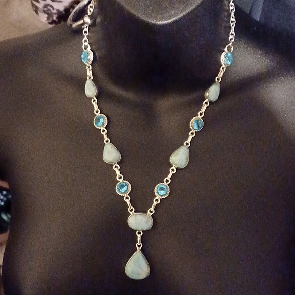 Larimar,blue topaz,station necklace! - Picture 5 of 8
